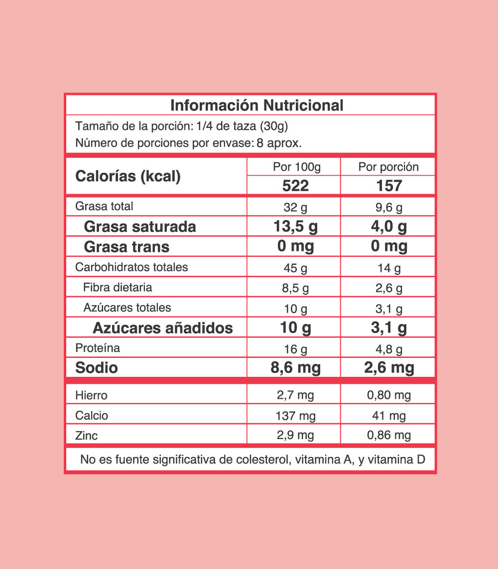 Granola con chocolate al 70%