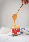 Frasco de Crema de Maní Kyniut de 220g, 500g y 1000g, 100% natural, sin azúcar añadida y libre de aceites.